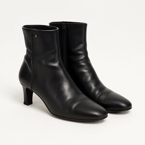 AGL leather ankle boots essential mid heel zip Italian design 38.5 black
